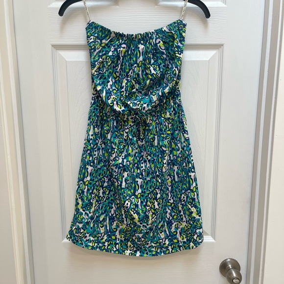 Lilly Pulitzer Windsor Sea Blue Its A Stretch Strapless Dress Sz XXS - Picture 2 of 6